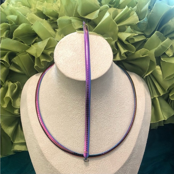 Multi-Color Stainless Steel Omega Necklace Bracelet & Earrings Set - Picture 3 of 7